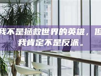 孟津我不是拯救世界的英雄，但我肯定不是反派。